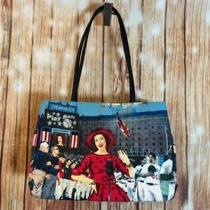 Preston & York Vintage Retro Beaded Handbag Purse Baseball Play Ball USA